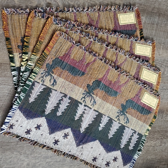 vtg 4pcs W.C. Designs Pine Tree Deer Table Place Mats - Picture 3 of 4